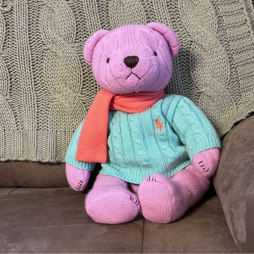 Polo Ralph Lauren Pink Bear 2004 Sweater & Scarf Vintage